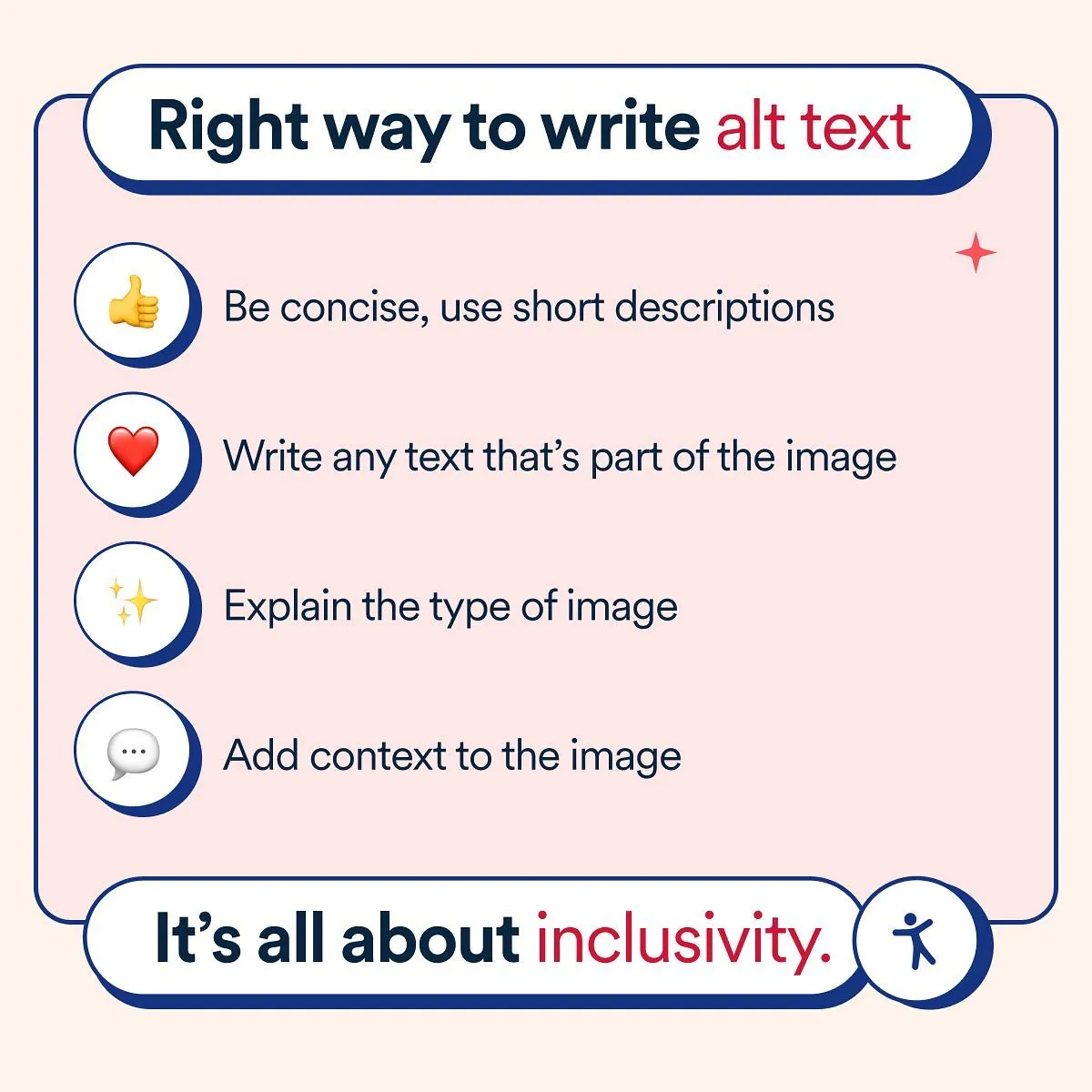 Instagram ad by accessiBe explaining how to write accurate alt text for social images