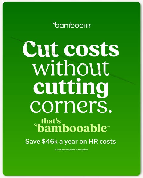 Bold headline about cutting costs without cutting corners next to a stat about saving 46 thousand dollars a year