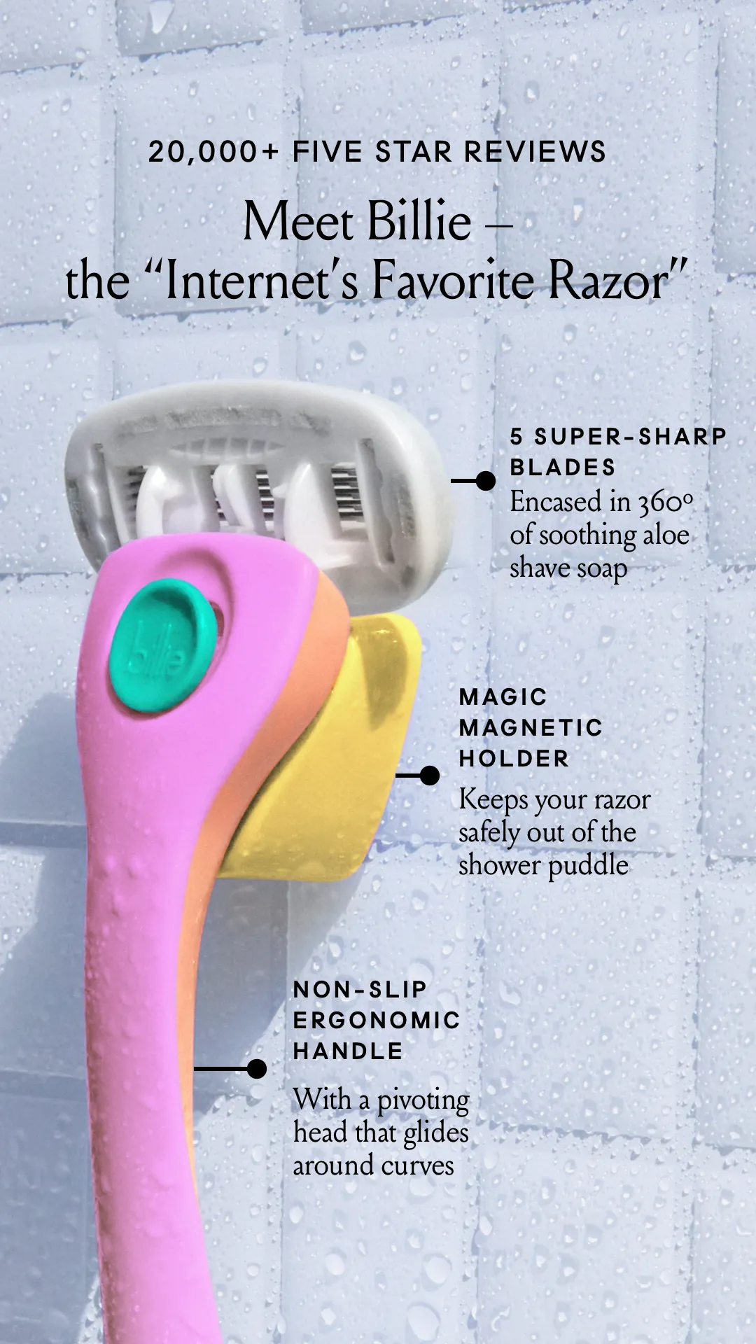 Ad by Billie presenting its razors and body care products for women