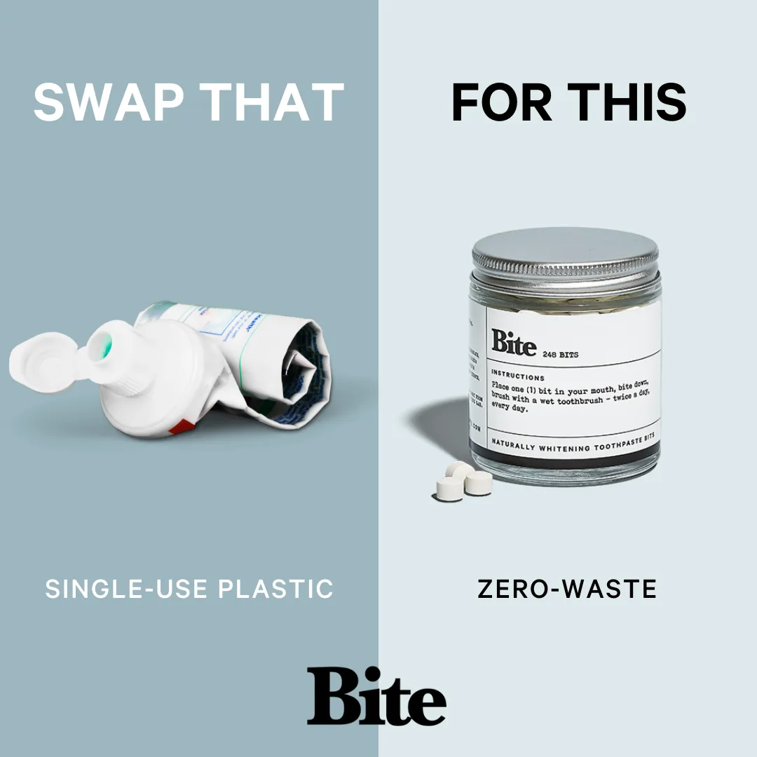 Ad by Bite joking that its toothpaste bits are as sustainable as regifting