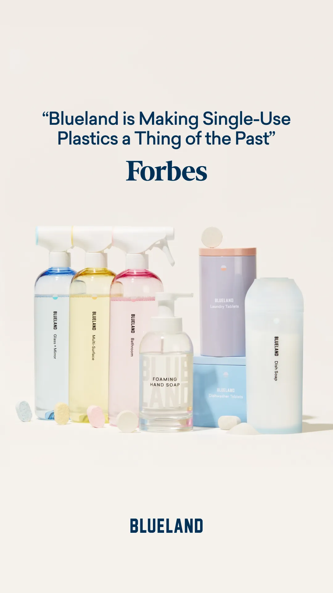 Ad by Blueland listing clean ingredients, earth friendly packaging and cheap refills