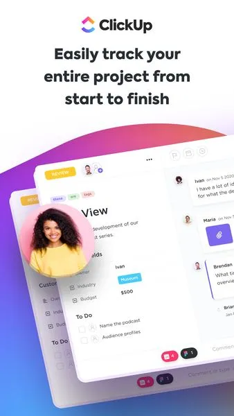 Facebook and Instagram ad by ClickUp on bringing tasks, teams and tools together