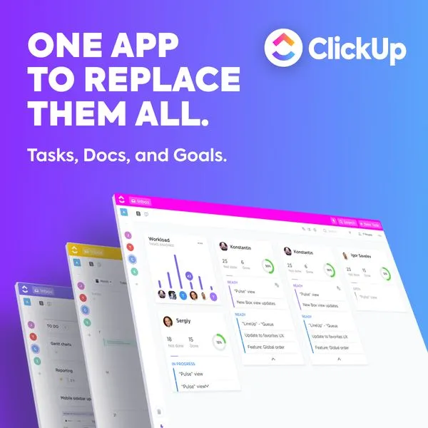 Facebook and Instagram ad by ClickUp promoting its free forever plan
