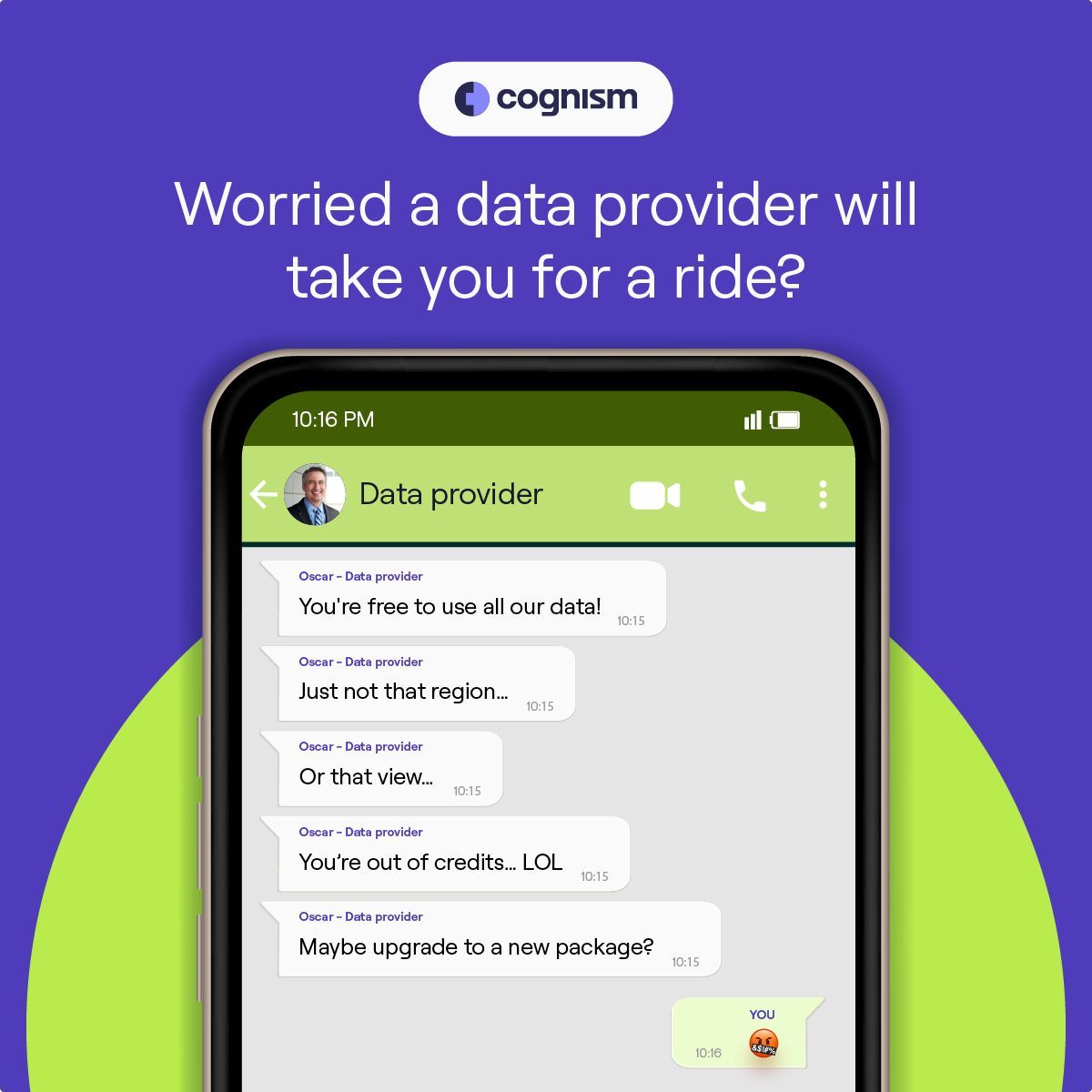 LinkedIn ad by Cognism promising unrestricted database access on every package