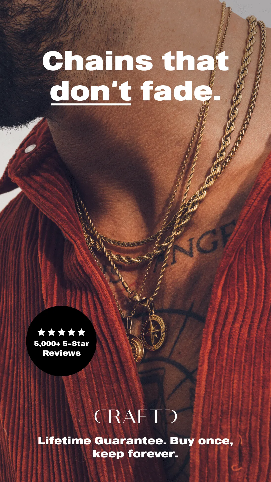Facebook and Instagram ad by Craftd London on fairly priced pendants and chains