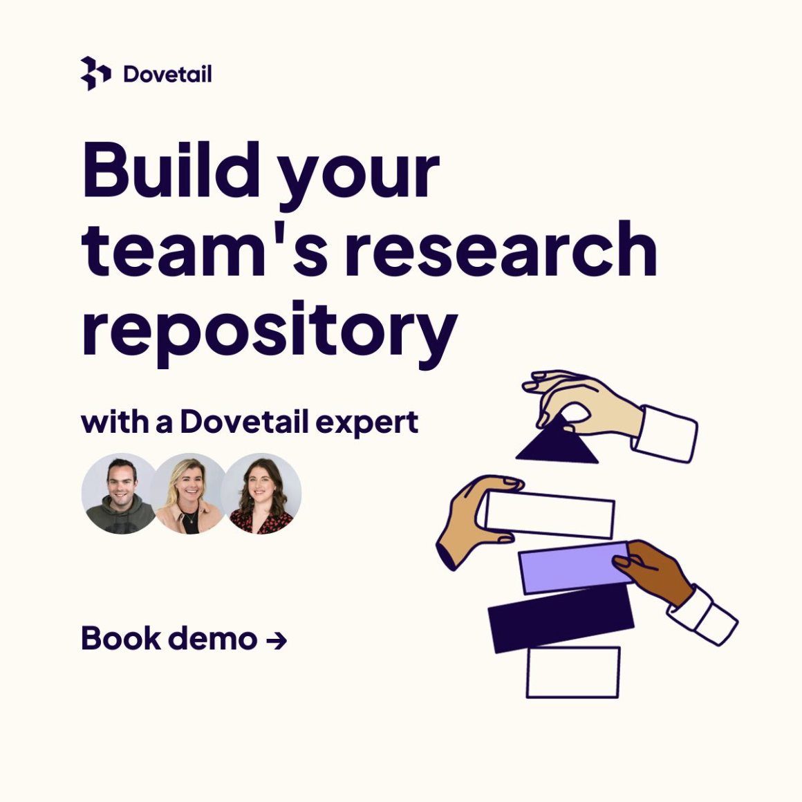 LinkedIn ad by Dovetail on maximizing research impact across product teams