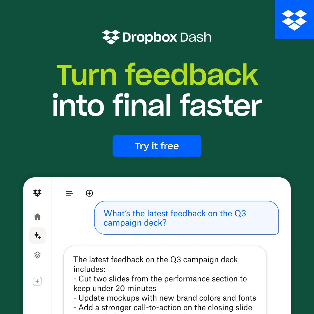 Chat style screenshot answering a question about campaign deck feedback below a turn feedback into final faster headline