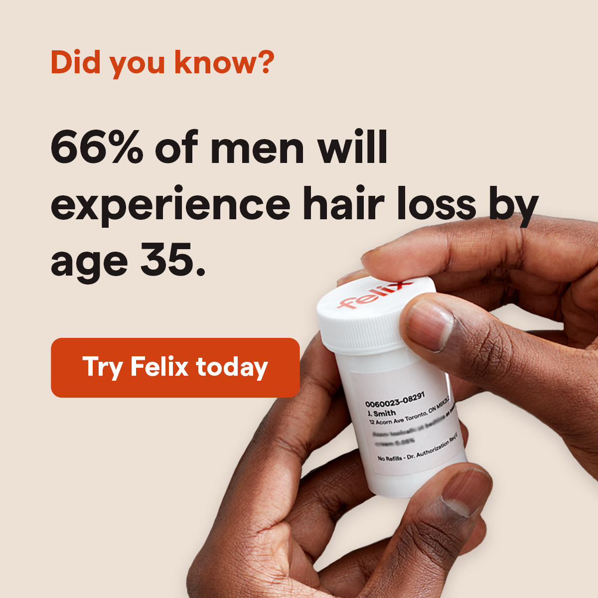 Facebook and Instagram ad by Felix Health on online prescriptions and treatment