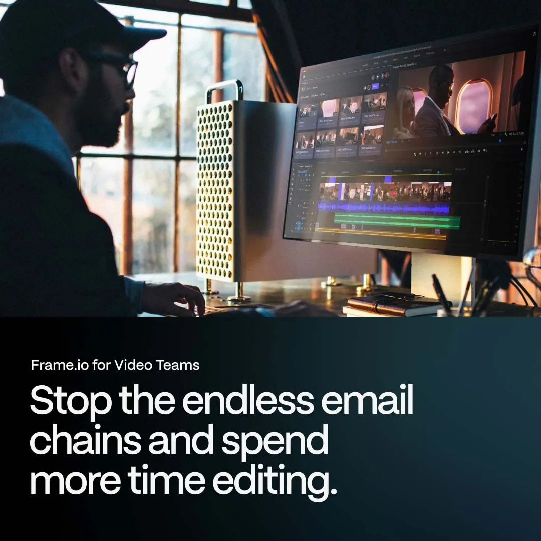 Facebook and Instagram ad by Frame.io on reaching a final cut 60 percent faster