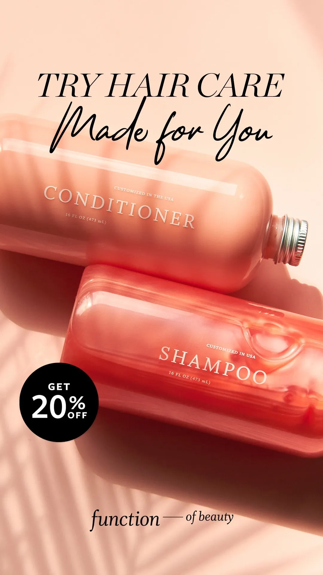 Ad by Function of Beauty presenting its customized hair care