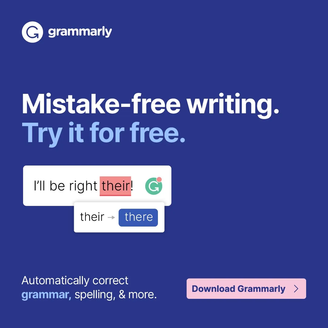 Facebook ad by Grammarly on eliminating grammar errors instantly