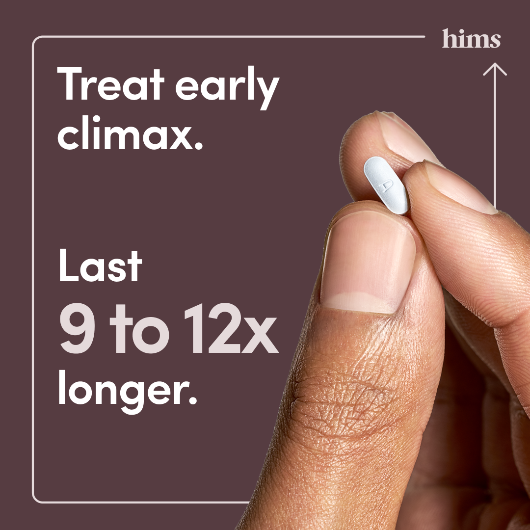 Ad by hims offering online consultations for men's sexual health treatments