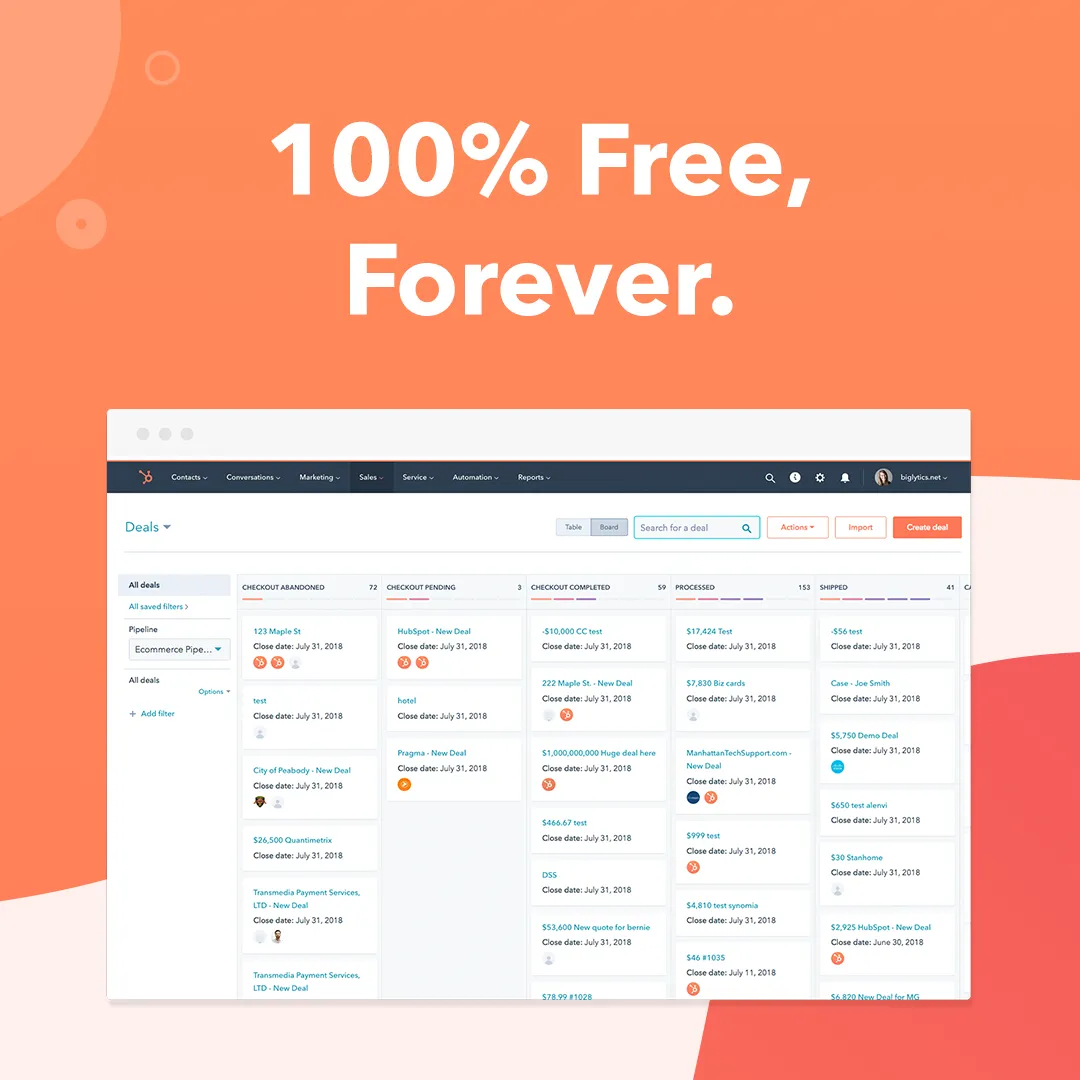 Facebook ad by HubSpot promoting its free CRM for modern sales teams