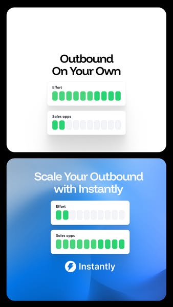 Instantly ad comparing outbound effort and sales apps needed on your own versus with Instantly