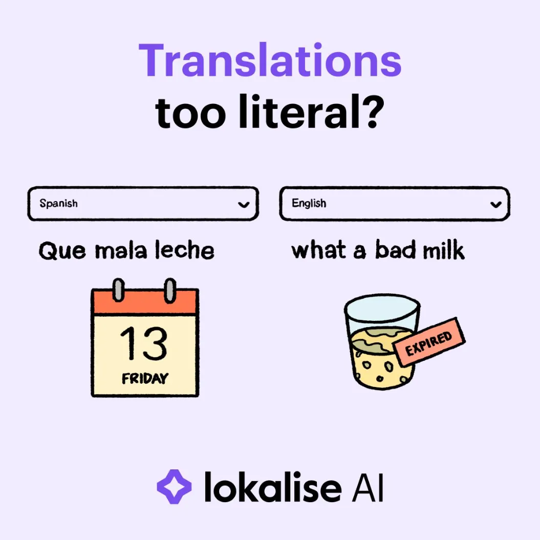 LinkedIn ad by Lokalise using a Spanish idiom to show why translation needs context