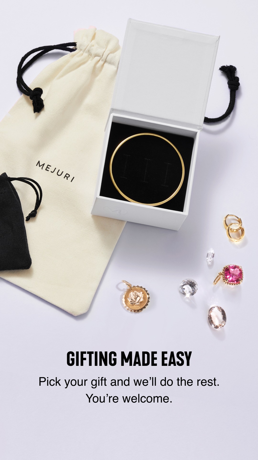 Facebook and Instagram ad by Mejuri positioning its jewelry as a gift that impresses