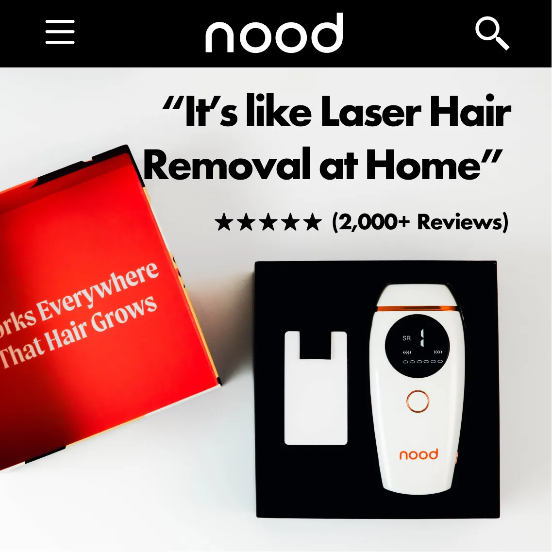 Facebook and Instagram ad by Nood positioning IPL as a first step before laser