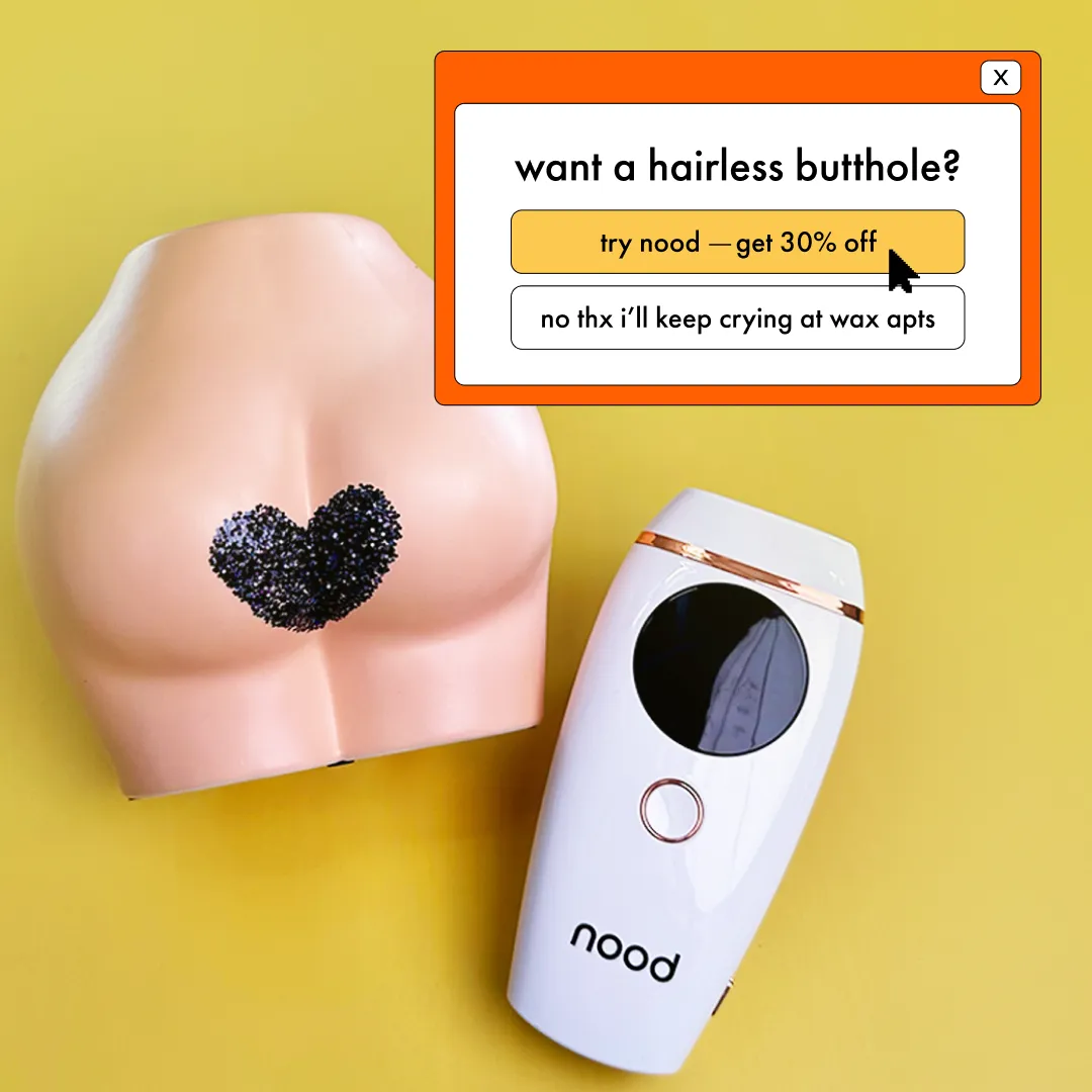 Facebook and Instagram ad by Nood on at home hair removal with a money back promise