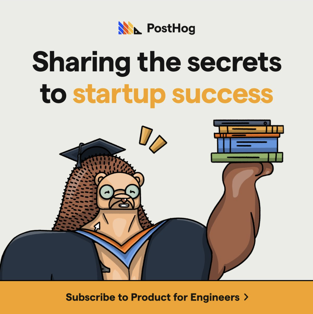 LinkedIn ad by PostHog promoting its free Product for Engineers newsletter