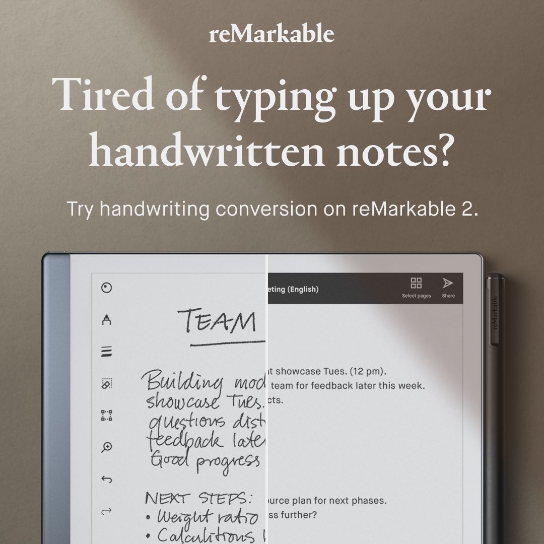 LinkedIn ad by reMarkable on converting handwritten meeting notes into typed text
