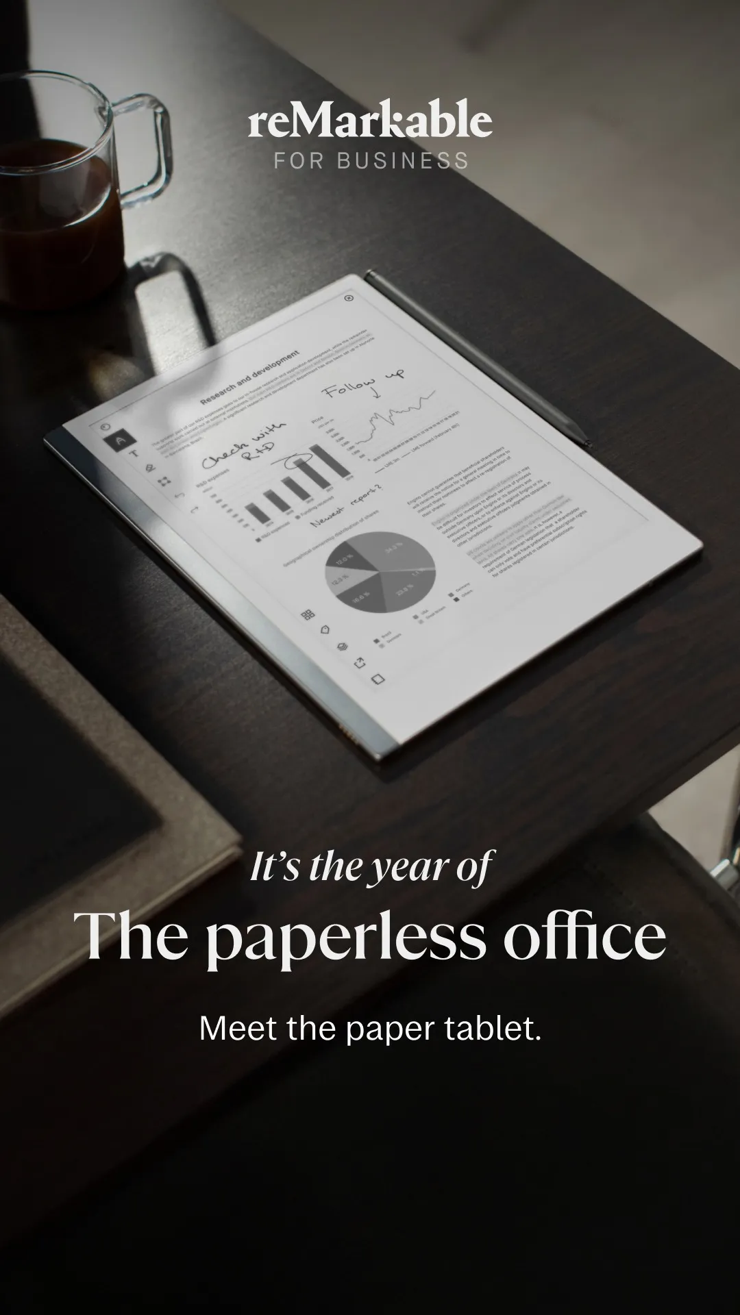 Facebook and Instagram ad by reMarkable presenting digital paper as a notebook replacement