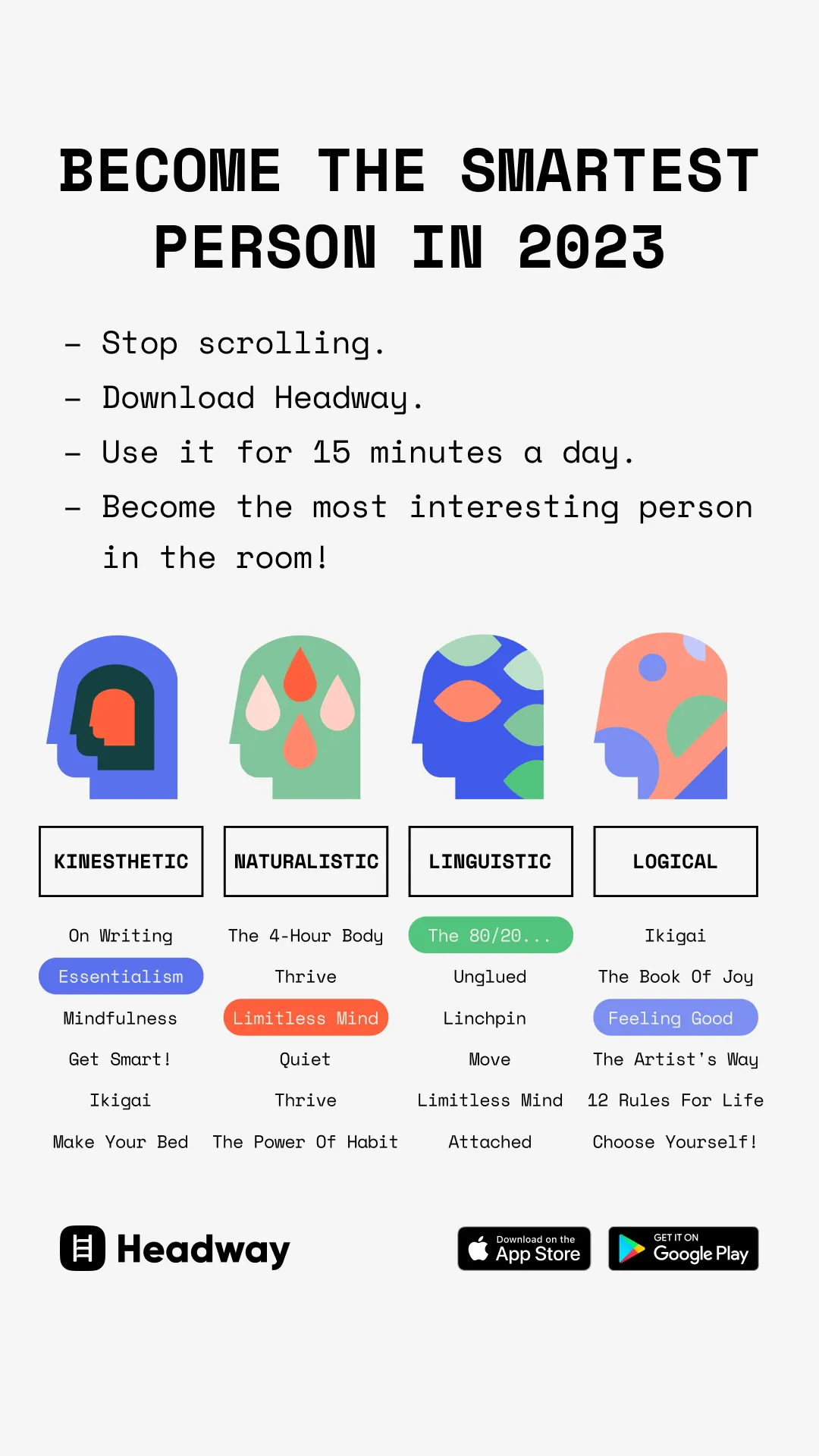 Facebook and Instagram ad by Headway on turning self development into easy leisure