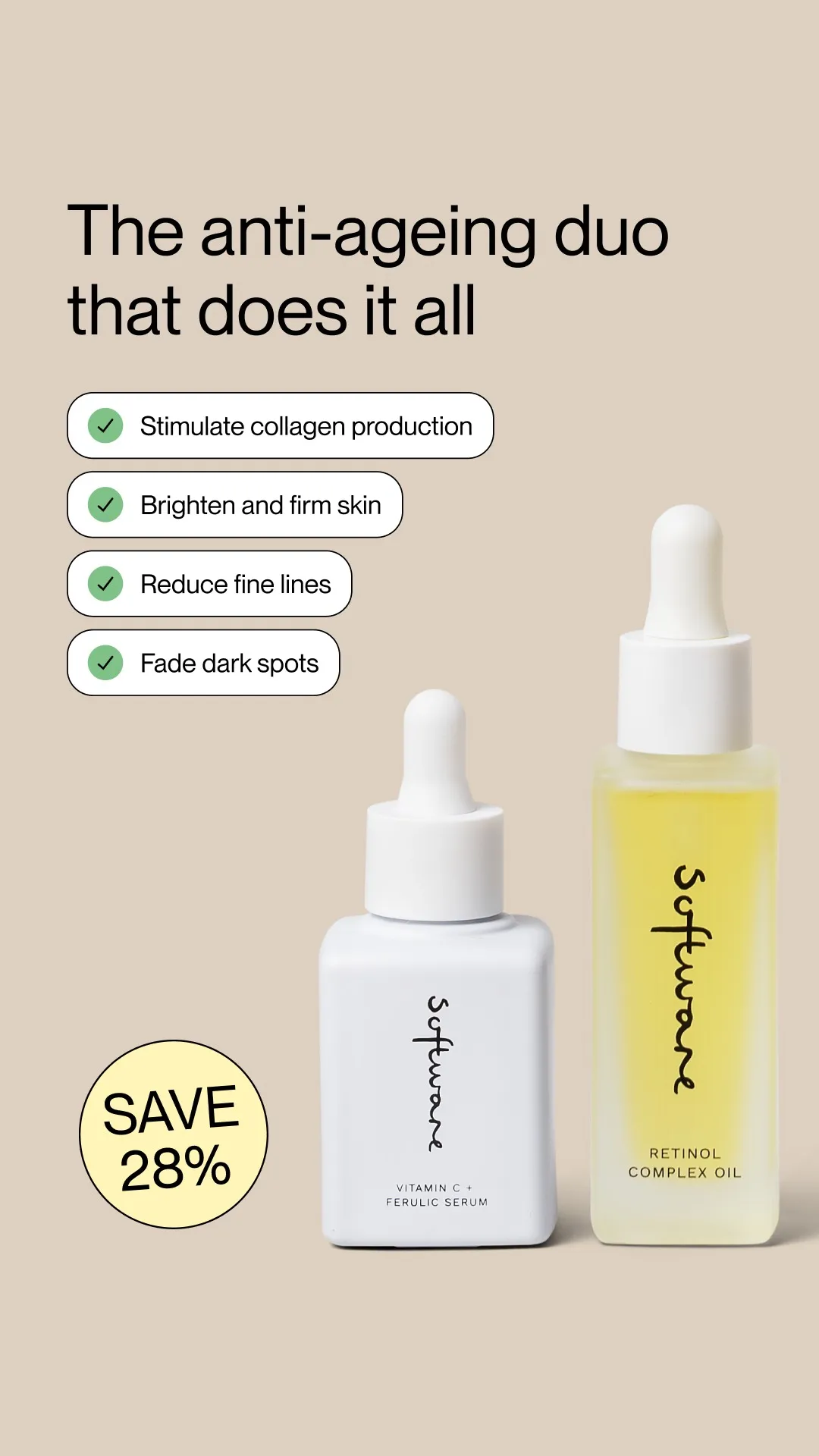 Facebook and Instagram ad by Software offering 28 percent off an anti ageing duo