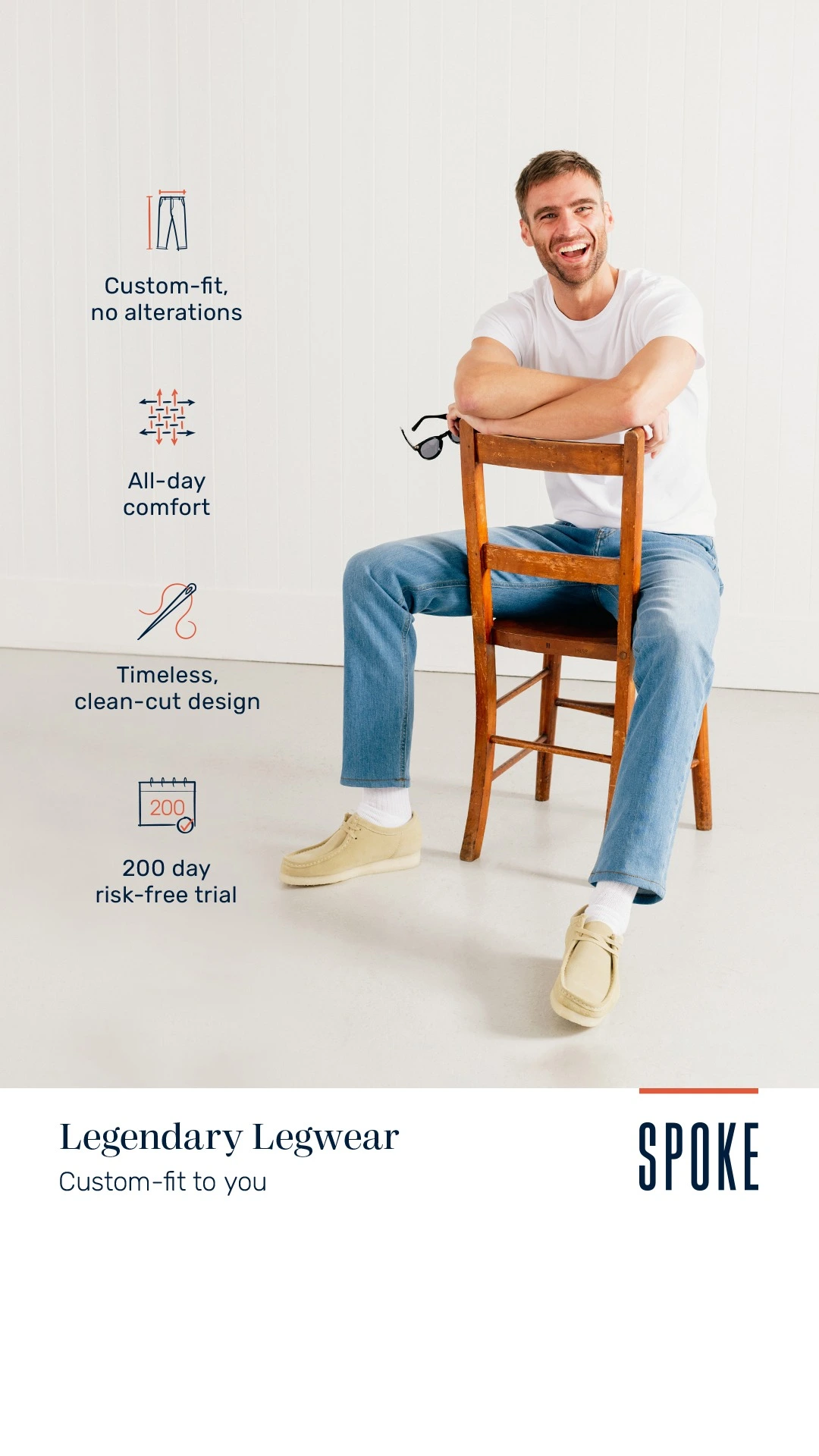 Facebook and Instagram ad by Spoke London presenting its menswear fit and comfort