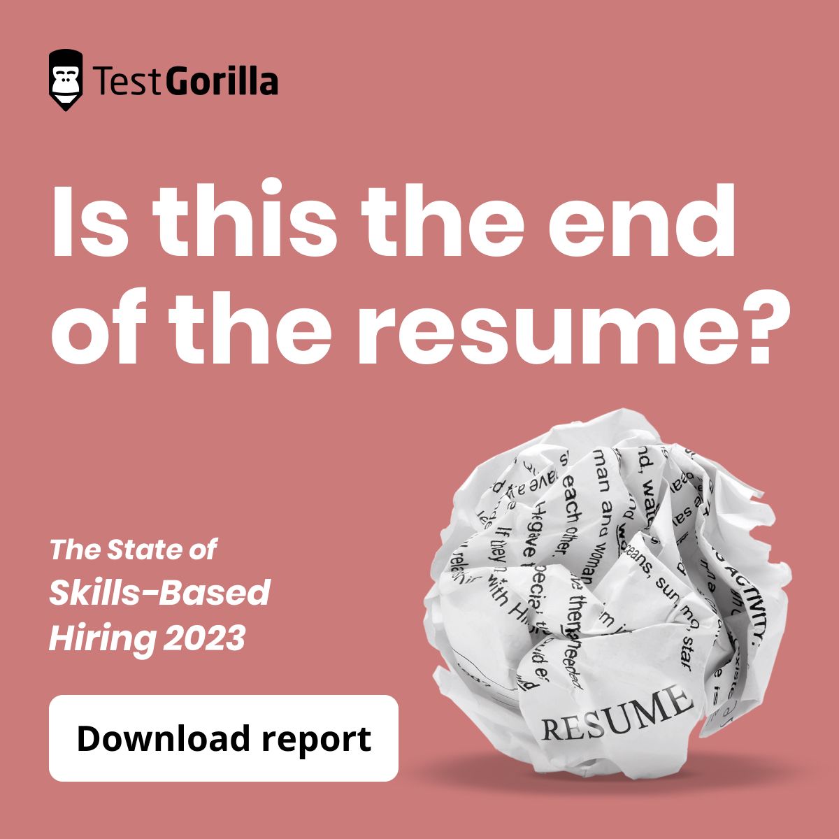 LinkedIn ad by TestGorilla promoting a report on skills first recruitment