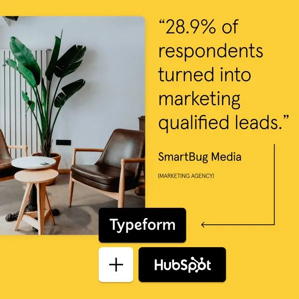 Facebook and Instagram ad by Typeform on turning clicks into leads with HubSpot