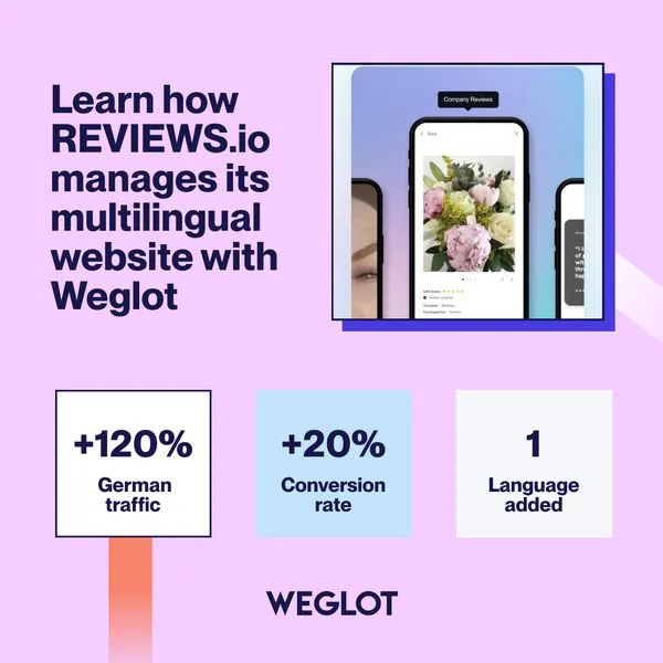 Facebook and Instagram ad by Weglot quoting a customer on faster website translation