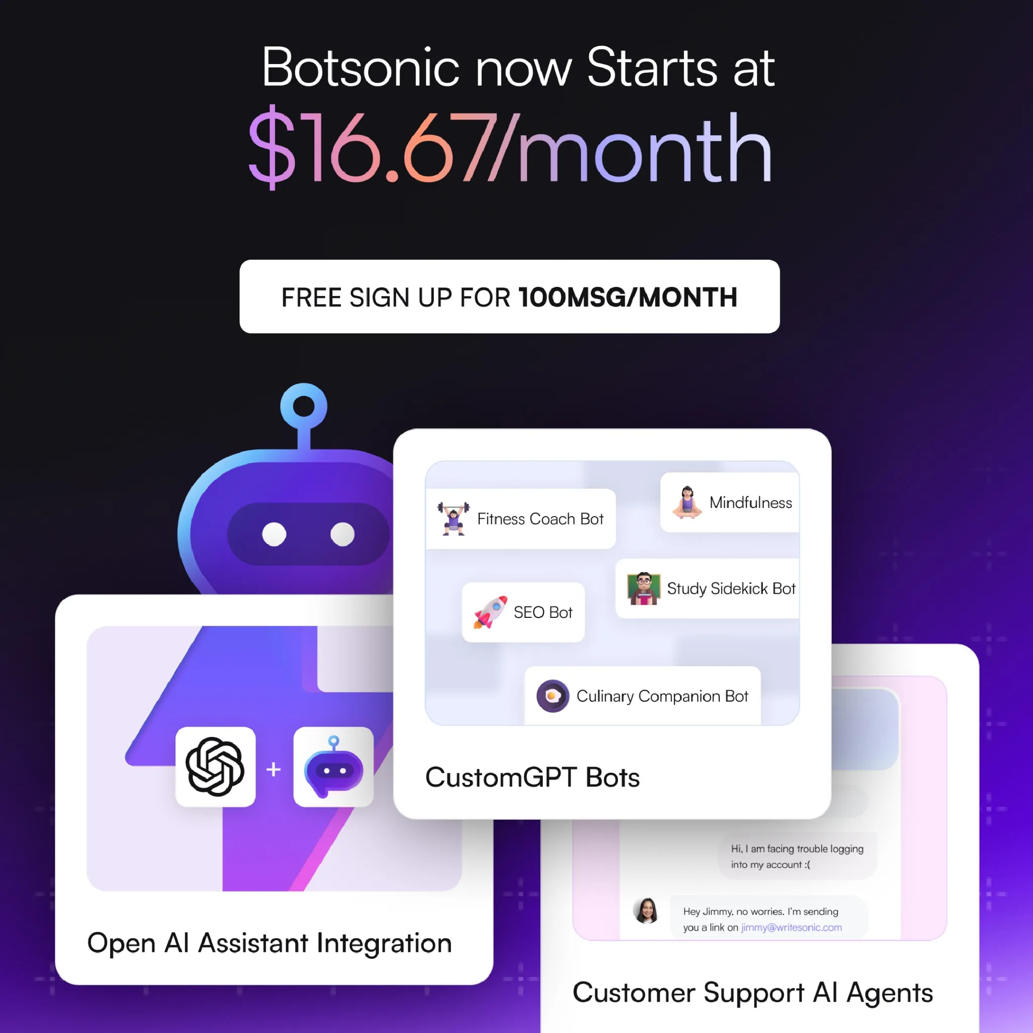 Facebook and Instagram ad by Writesonic on building custom GPTs with its bot builder