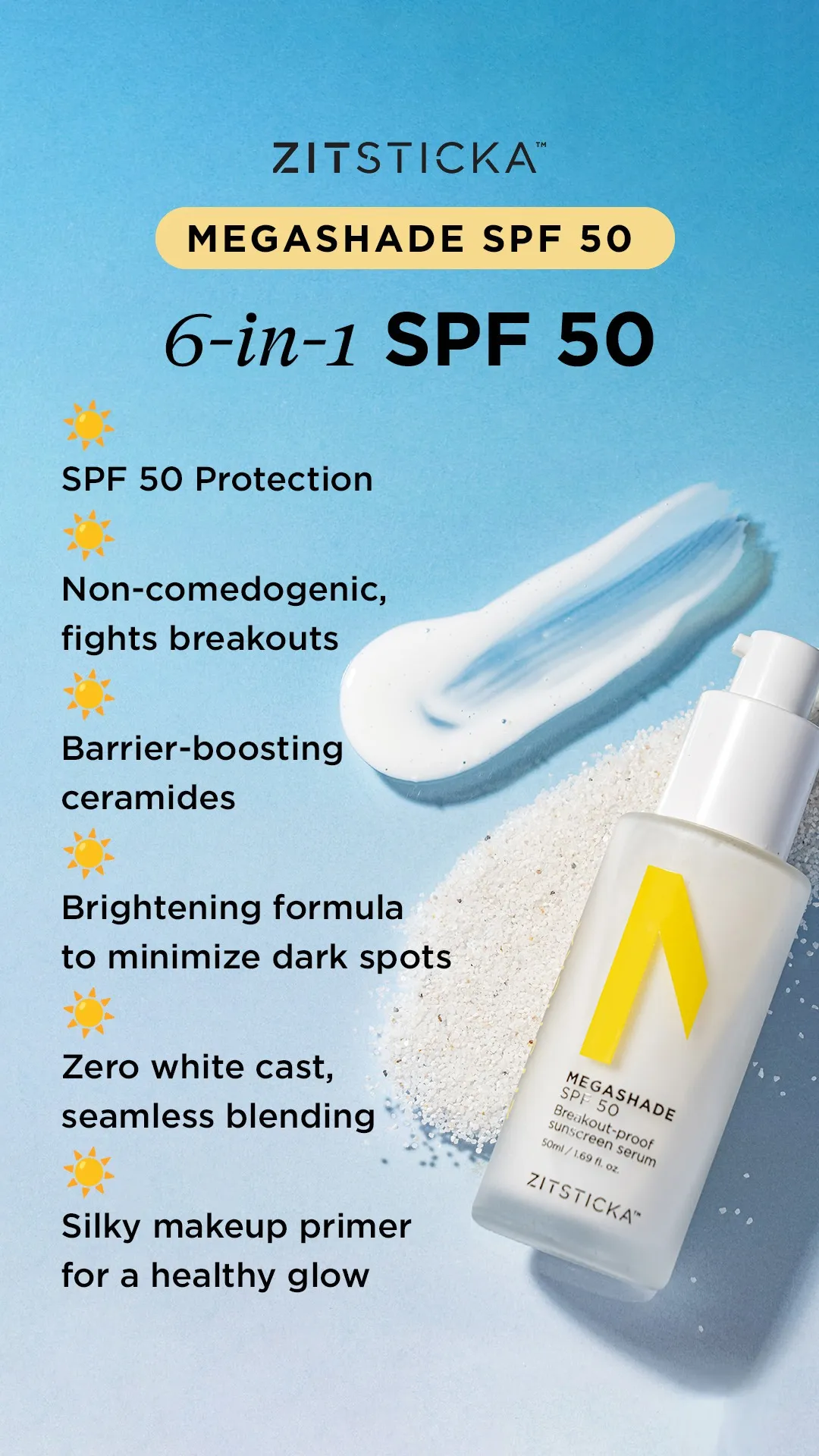 Ad by ZitSticka presenting its targeted skincare range in a product led layout